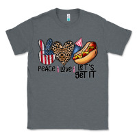 Charcoal Heather peace love let's get it Classic Tee - CowhideDigitalArt