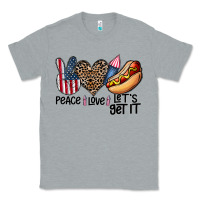 Heather Grey peace love let's get it Classic Tee - CowhideDigitalArt