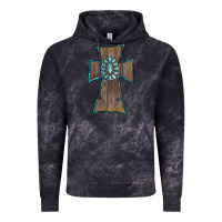 Cloud Black Wood Turquoise Gemstone Cross Vintage Hoodie - RanaPortraitStore