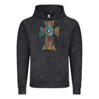 Wood Turquoise Gemstone Cross Vintage Hoodie | Teevron