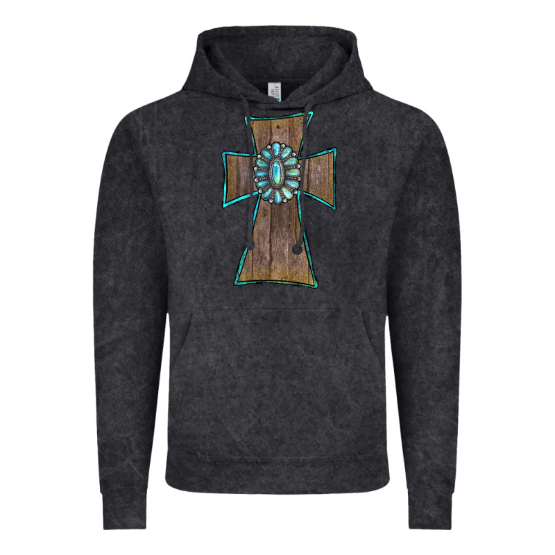Wood Turquoise Gemstone Cross Vintage Hoodie by RanaPortraitStore | Teevron