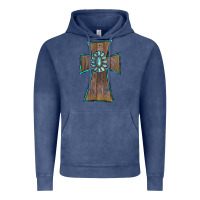 Vintage Denim Wood Turquoise Gemstone Cross Vintage Hoodie - RanaPortraitStore
