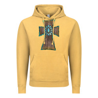 Vintage Mustard Wood Turquoise Gemstone Cross Vintage Hoodie - RanaPortraitStore