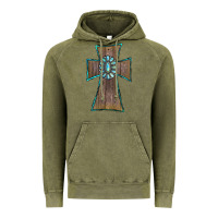 Vintage Olive Wood Turquoise Gemstone Cross Vintage Hoodie - RanaPortraitStore