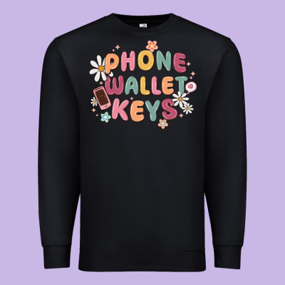 Phone Wallet Keys Premium Sweatshirt Designed By Maliassmallbusiness