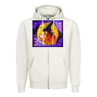 Oatmeal Heather witch with crystal ball tumbler Zipper Hoodie - BundleAndBundleShop