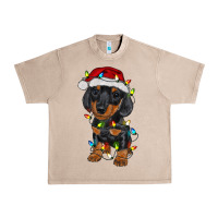 French Oak dachshund puppy christmas lights Urban Heavy Tee - RanaPortraitStore