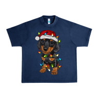 Navy dachshund puppy christmas lights Urban Heavy Tee - RanaPortraitStore