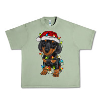 Oil Green dachshund puppy christmas lights Urban Heavy Tee - RanaPortraitStore