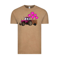 Vintage Coffee valentine's day pink tractor with pin heart balloons Vintage Tee - RanaPortraitStore