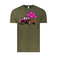 Vintage Olive valentine's day pink tractor with pin heart balloons Vintage Tee - RanaPortraitStore