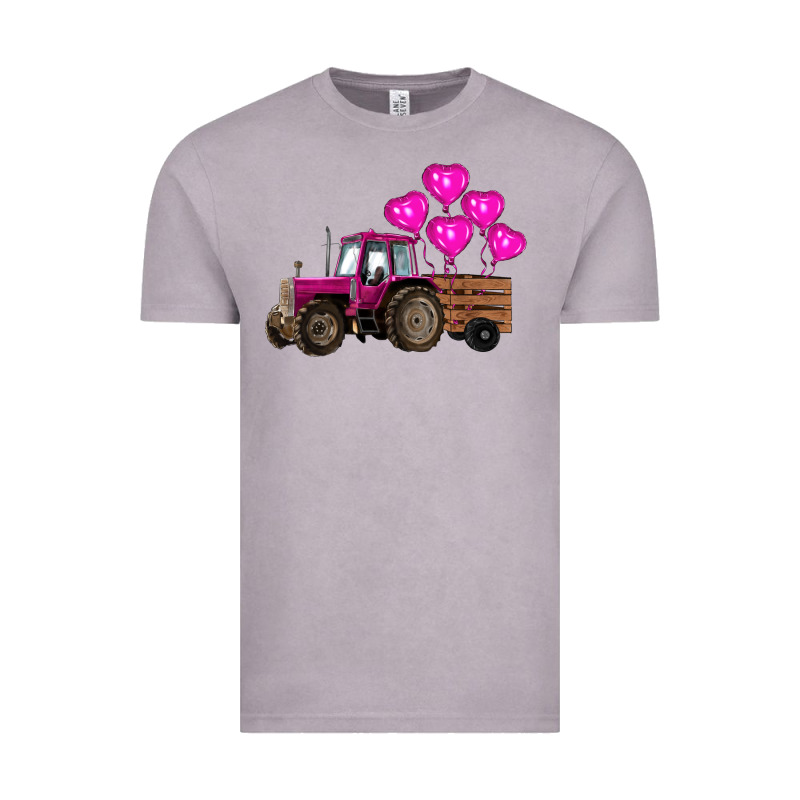 Valentine's Day Pink Tractor With Pin Heart Balloons Vintage Tee by RanaPortraitStore | Teevron