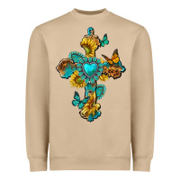 Mushroom western cross with gemstone and sunflowers Heavyweight Sweatshirt - texasbilliewilder