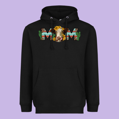Sunflower Hereford Cattle And Cactus  Mom Heavyweight Hoodie Designed By Jasminsmagicworld