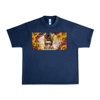 Navy mess bun mama with sunflowers and colorful leopard license plate Urban Heavy Tee - BarkalooDesign