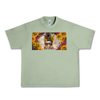 Oil Green mess bun mama with sunflowers and colorful leopard license plate Urban Heavy Tee - BarkalooDesign