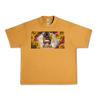 Peanut Butter mess bun mama with sunflowers and colorful leopard license plate Urban Heavy Tee - BarkalooDesign