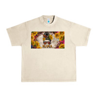 Sandshell mess bun mama with sunflowers and colorful leopard license plate Urban Heavy Tee - BarkalooDesign
