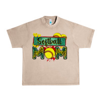 French Oak softball mom with leopard Urban Heavy Tee - Zillion Design Studio