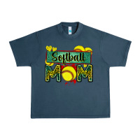 Midnight Navy softball mom with leopard Urban Heavy Tee - Zillion Design Studio