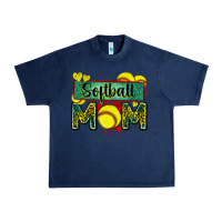 Navy softball mom with leopard Urban Heavy Tee - Zillion Design Studio