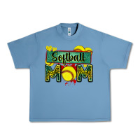 Pebble Blue softball mom with leopard Urban Heavy Tee - Zillion Design Studio