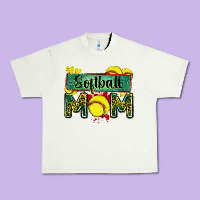 Softball Mom With Leopard Urban Heavy Tee Designed By Zillion Design Studio
