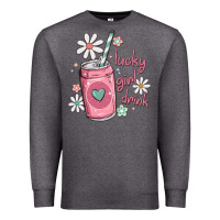 Charcoal Heather lucky girl drink Premium Sweatshirt - MaliasSmallBusiness