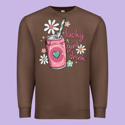 Lucky Girl Drink Premium Sweatshirt Designed By Maliassmallbusiness
