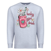 Heather Grey lucky girl drink Premium Sweatshirt - MaliasSmallBusiness