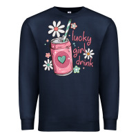 Navy lucky girl drink Premium Sweatshirt - MaliasSmallBusiness
