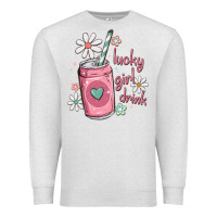 Oatmeal Heather lucky girl drink Premium Sweatshirt - MaliasSmallBusiness