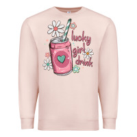 Pale Pink lucky girl drink Premium Sweatshirt - MaliasSmallBusiness