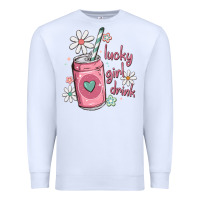 White lucky girl drink Premium Sweatshirt - MaliasSmallBusiness