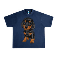 Navy dachshund puppy Urban Heavy Tee - RanaPortraitStore