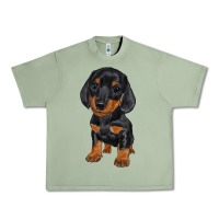 Oil Green dachshund puppy Urban Heavy Tee - RanaPortraitStore