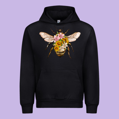 Bee With Flowers Urban Hoodie Designed By Artiststas