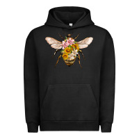 Pigment Black bee with flowers Urban Hoodie - Artiststas