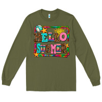 Army Green hello summer Long Sleeve Tee - AdoDesignShop