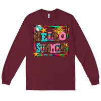 Burgundy hello summer Long Sleeve Tee - AdoDesignShop
