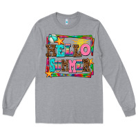 Heather Grey hello summer Long Sleeve Tee - AdoDesignShop