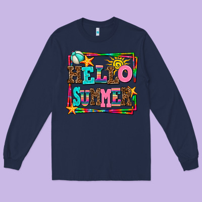 Hello Summer Long Sleeve Tee Designed By Adodesignshop