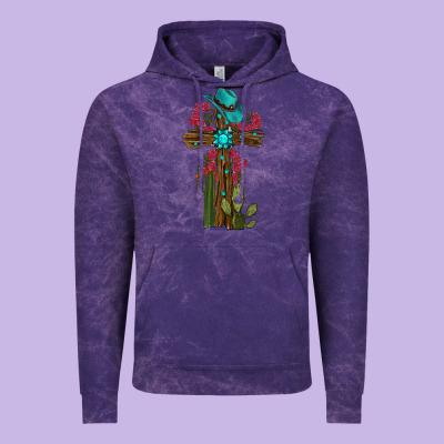 Vintage Hoodie Gemstone Cross With Cactus
