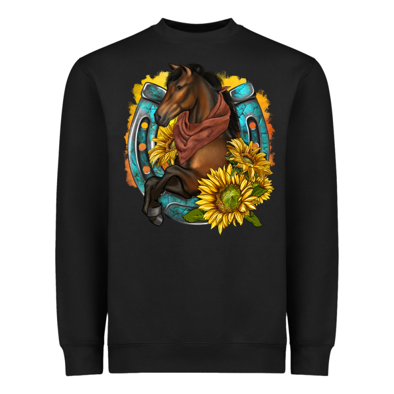 Western Horse With Horseshoe Heavyweight Sweatshirt by texasbilliewilder | Teevron