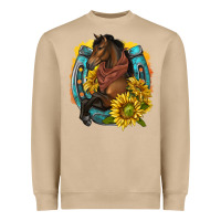 Mushroom western horse with horseshoe Heavyweight Sweatshirt - texasbilliewilder