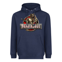 Navy Papasaurus T-Rex Heavyweight Hoodie - LillyAllenDesigns