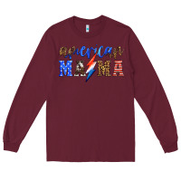 Burgundy american mama thunderbolt Long Sleeve Tee - HRA Design Shop