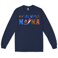 Navy american mama thunderbolt Long Sleeve Tee - HRA Design Shop