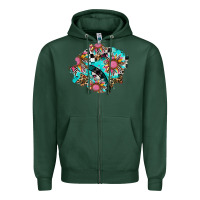 Sports Green race sunflower patches Zipper Hoodie - AdoDesignShop