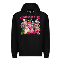 Black retro pink christmas vibes Premium Hoodie - MaliasSmallBusiness